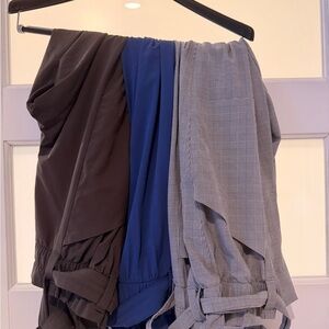 3 Athleta Skyline Pants Set of 3 High Waisted Stretch Paper Bag Tie Belt Sz 8